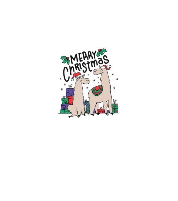 Alpaca de Crăciun model alb pe tricou
