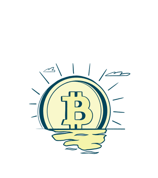 Bitcoin sunrise model turcoaz pe tricou