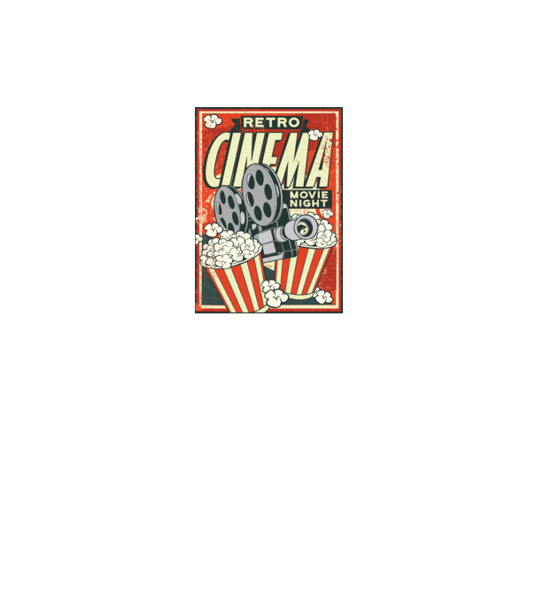 Afiș cinema retro model gri pe tricou