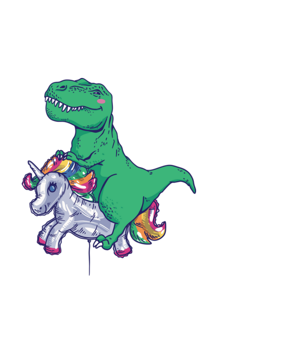 T-rex pe Unicorn balon model negru pe tricou