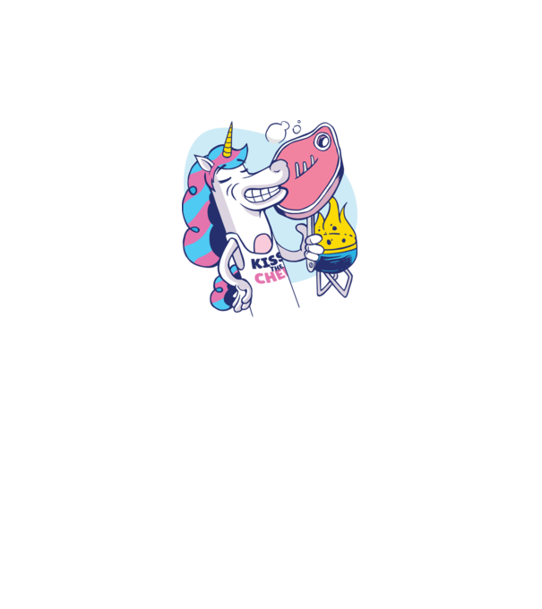 Unicorn Steak BBQ model alb pe tricou