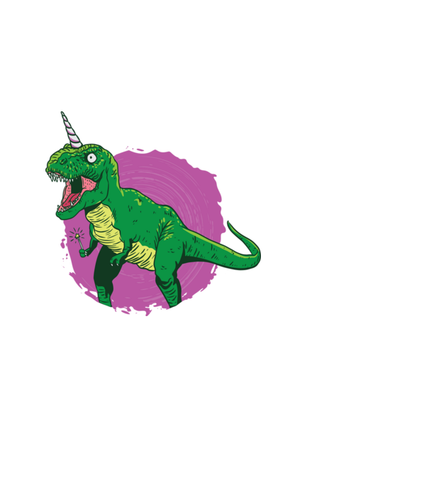 T-rex unicorn model alb pe tricou