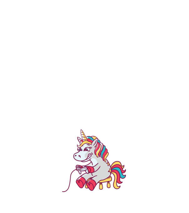 Gamer Unicorn model albastru deschis pe tricou
