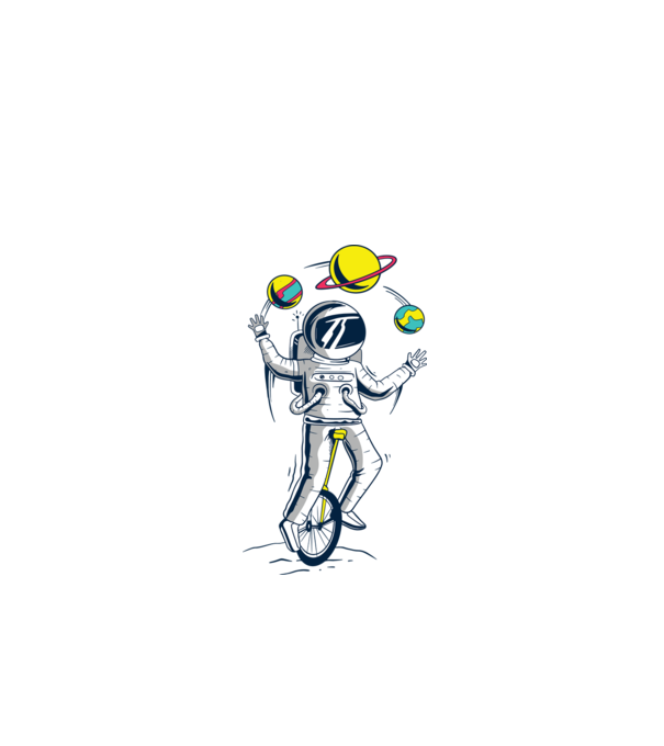 Jongler Astronaut model turcoaz pe tricou