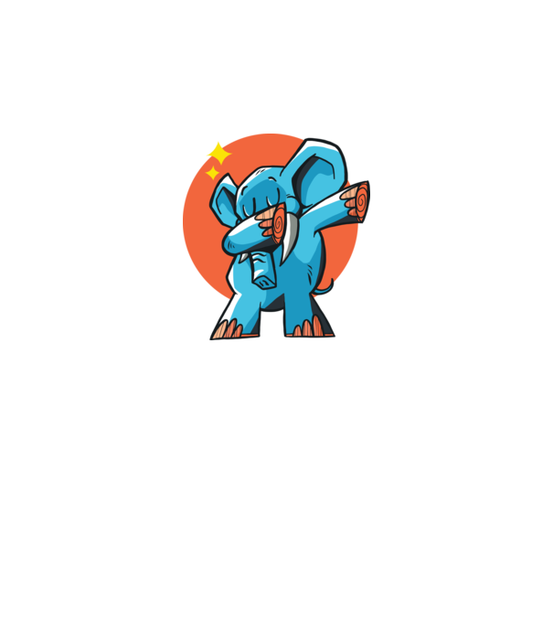 Elefant DAB model gri închis pe tricou