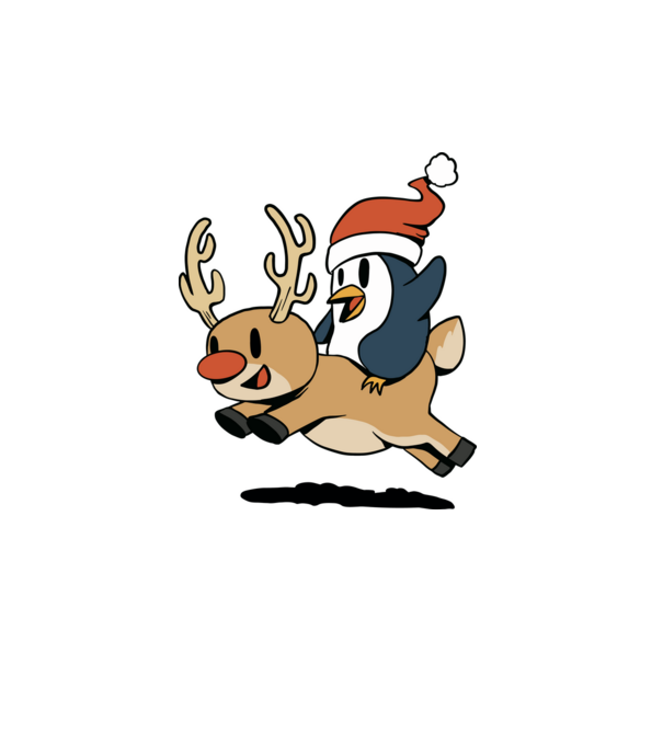 pinguin reindeer cristmas model alb pe tricou