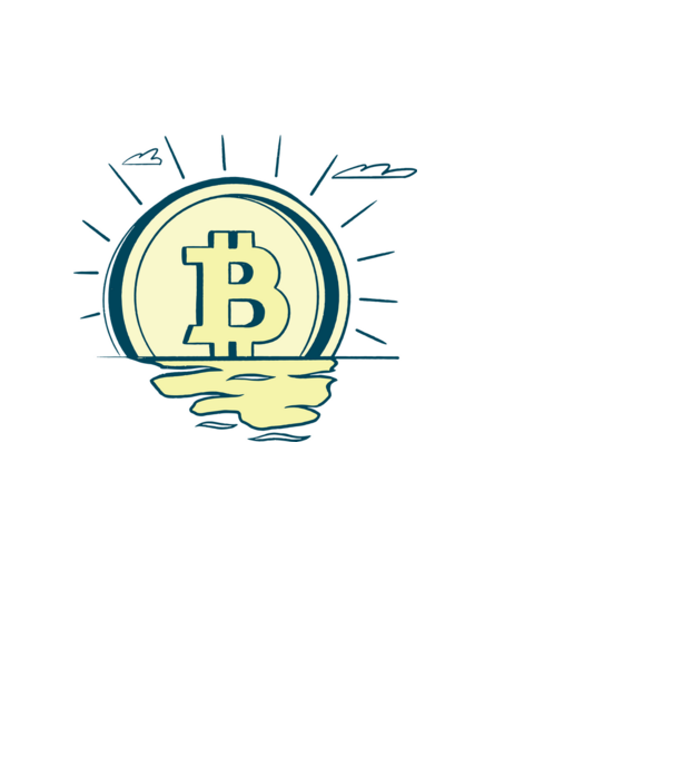 Bitcoin sunrise model albastru deschis pe tricou