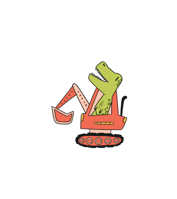 Excavator dinozaur model albastru închis pe tricou
