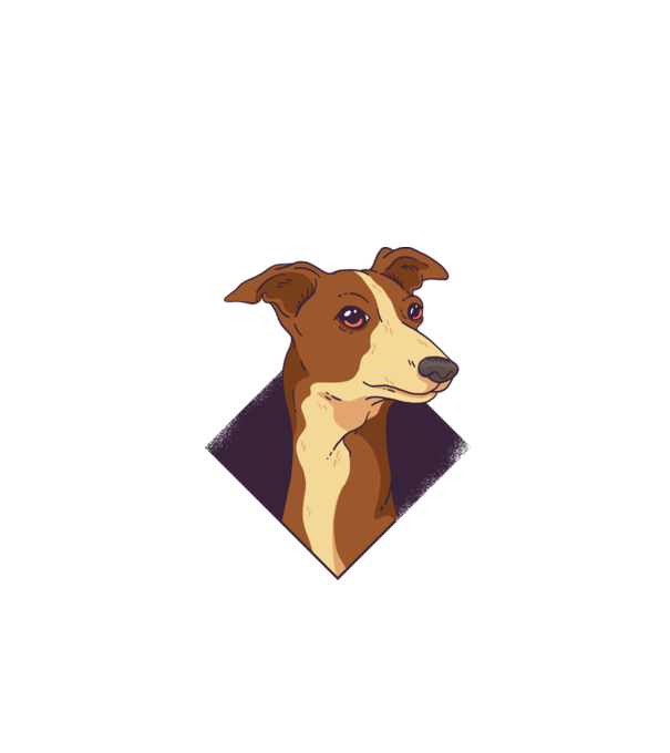 Cap câine Whippet model turcoaz pe tricou