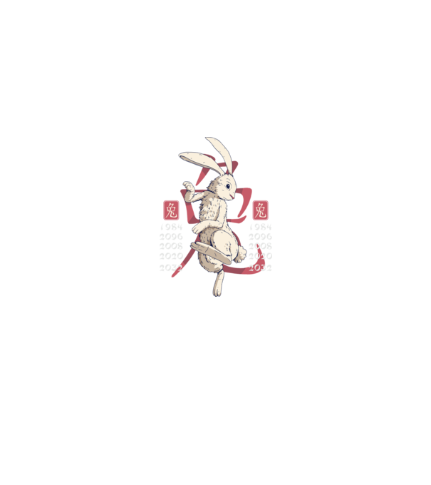 Year of the Rabbit model negru pe tricou