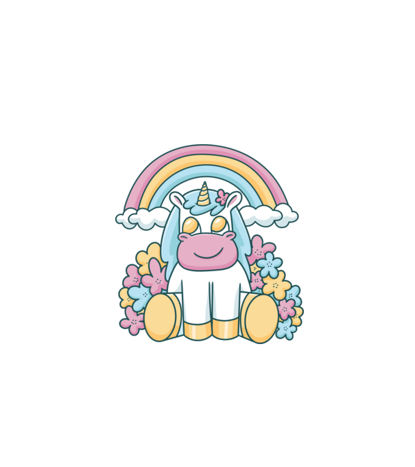 Unicorn drăguț model alb pe tricou