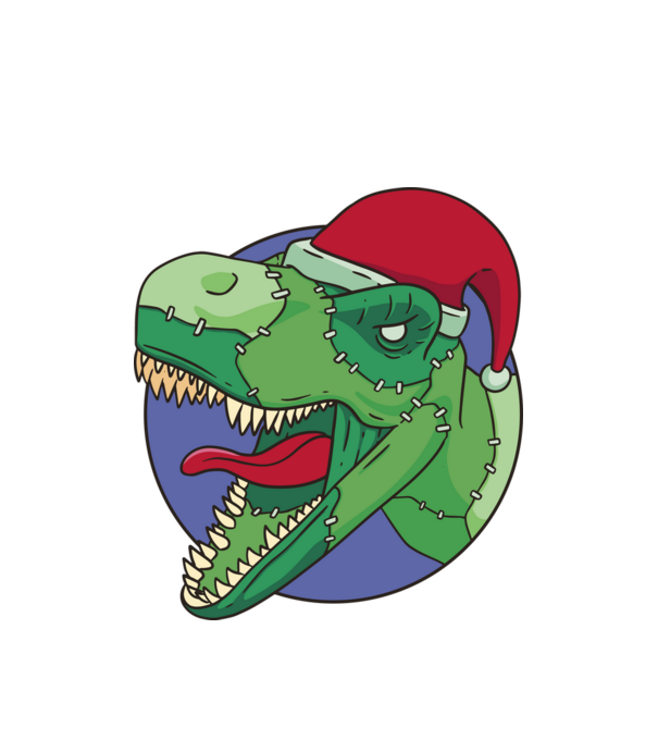 T-rex Santa model alb pe tricou