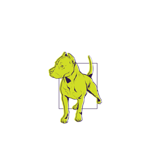 Câine Pitbull model albastru închis pe tricou