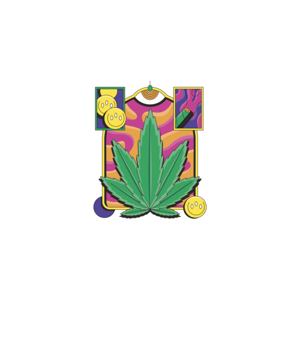 Hippy Cannabis model negru pe tricou