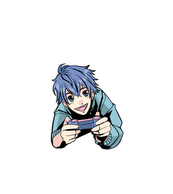 Anime băiat Gamer model alb pe tricou