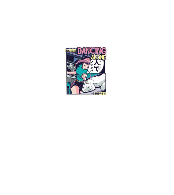 Anime Vaporwave Dancing Alone model gri pe tricou