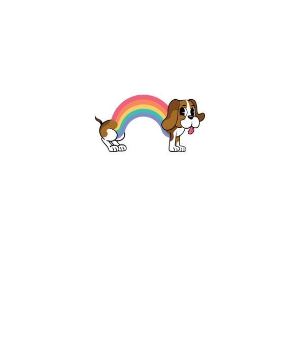 Beagle curcubeu model alb pe tricou