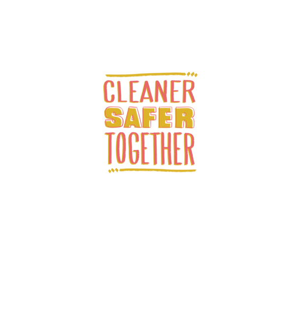 Cleaner Safer Together model alb pe tricou