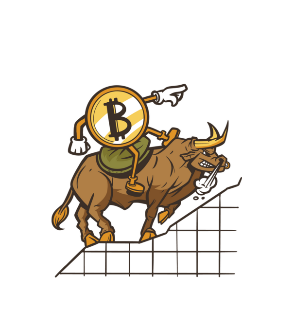 Taur Bitcoin model alb pe tricou