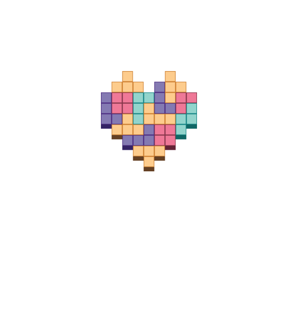 Inimă Tetris model alb pe tricou