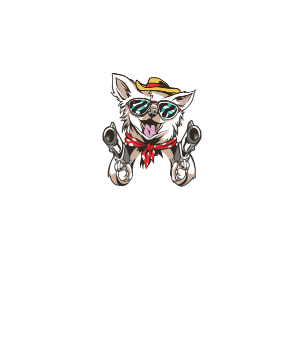 Chihuahua cu Pistol model alb pe tricou