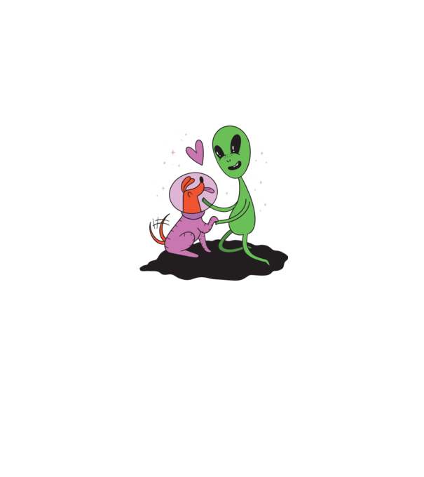 Alien cu câine model gri pe tricou