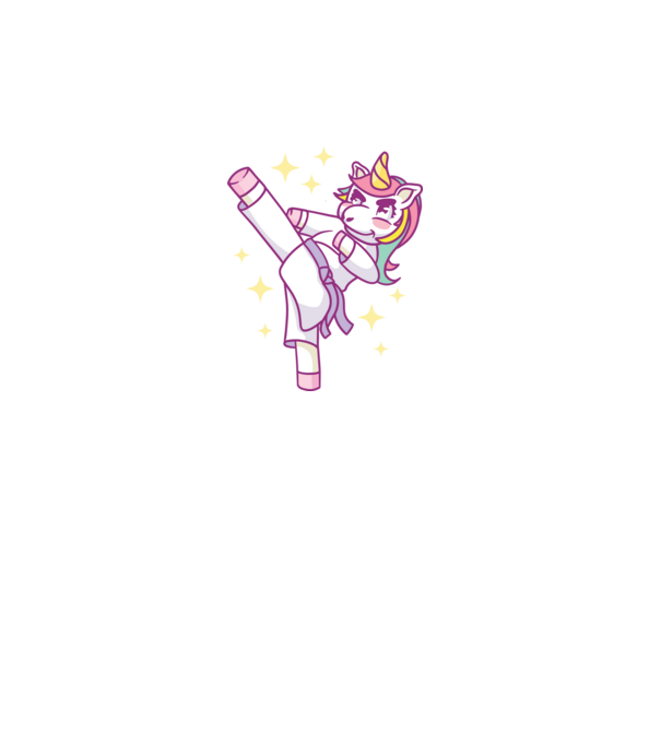 Karate unicorn model turcoaz pe tricou