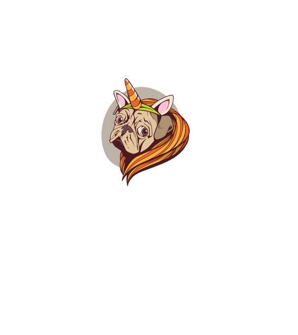 Halloween Mops în costum de Unicorn model nisipiu pe tricou