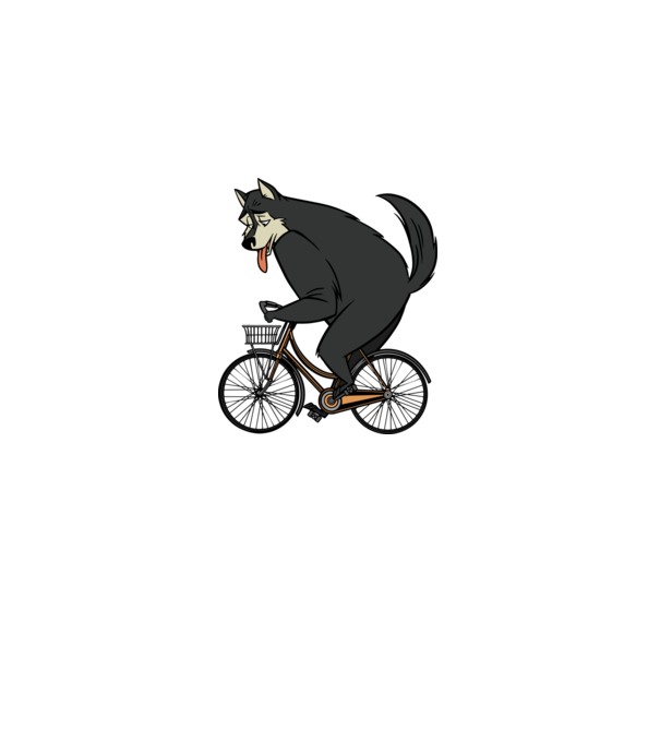 Lup pe bicicletă model alb pe tricou