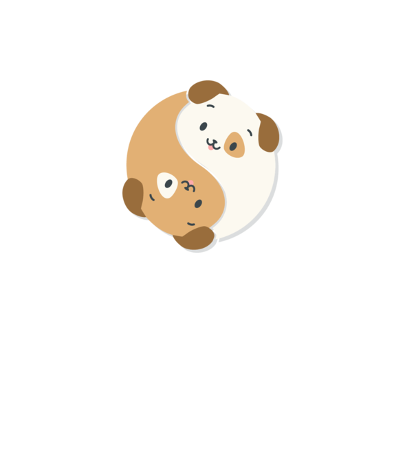 Câini Yin Yang model alb pe tricou