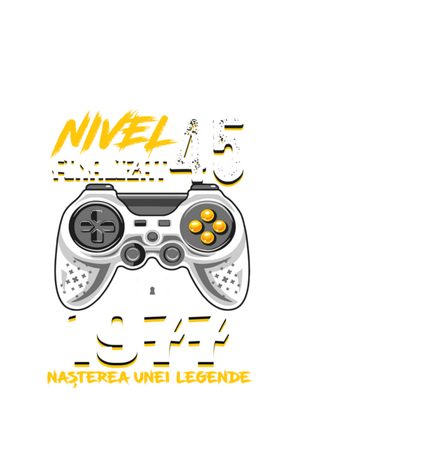 Nivel 45 finalizat. 1977 nașterea unei legende model alb pe tricou