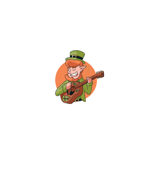 Chitarist Leprechaun irlandez St Patrick model negru pe tricou