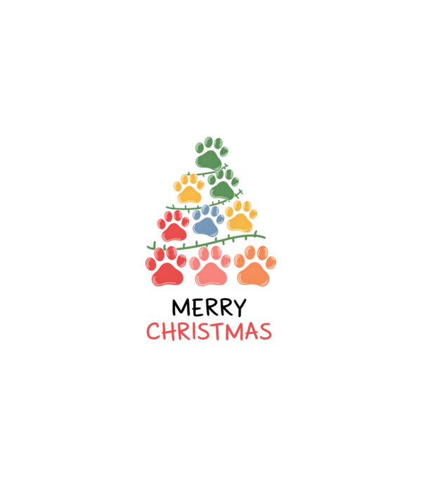 Merry Christmas Paws Alb model alb pe tricou