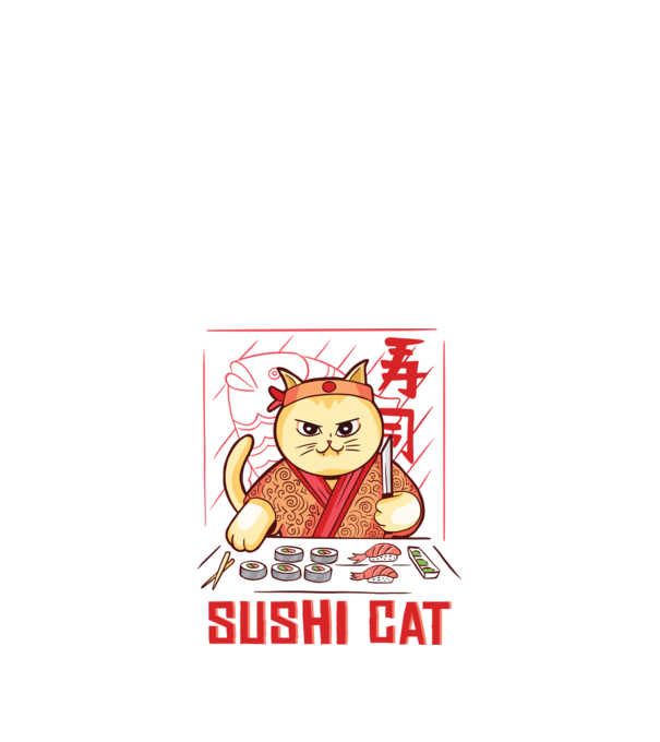 Pisică Sushi model negru pe tricou