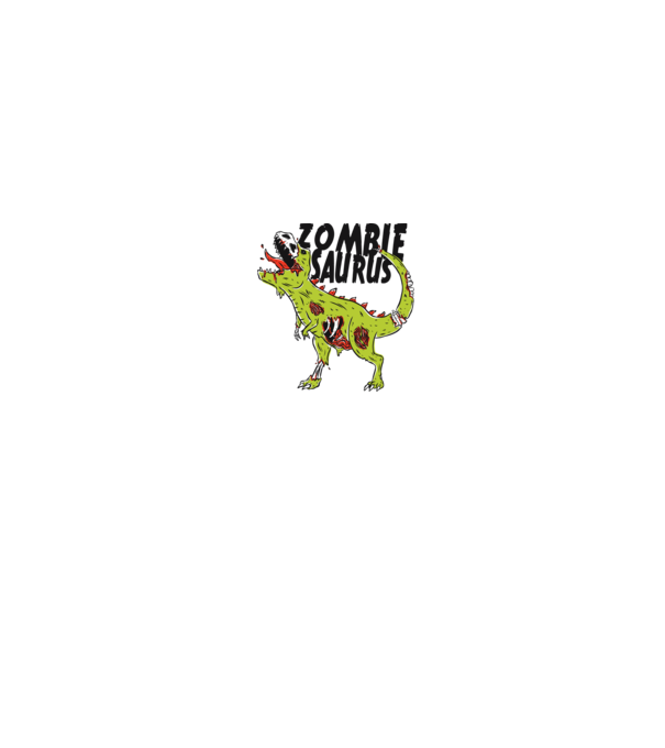 Zombiesaurus - Dinozaur Zombie model alb pe tricou