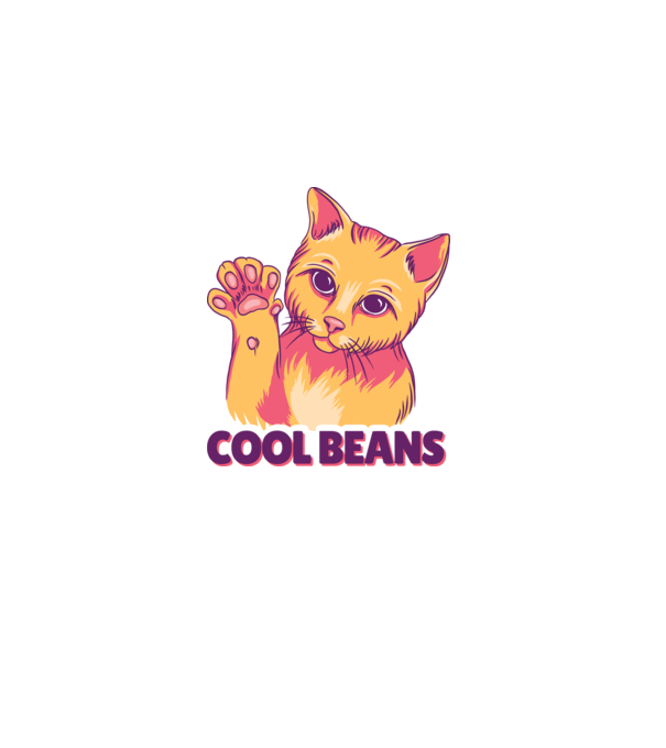 Cool Beans - talpă pisică model alb pe tricou