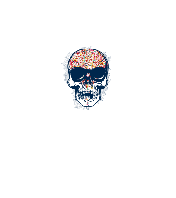 Craniu colorat model alb pe tricou