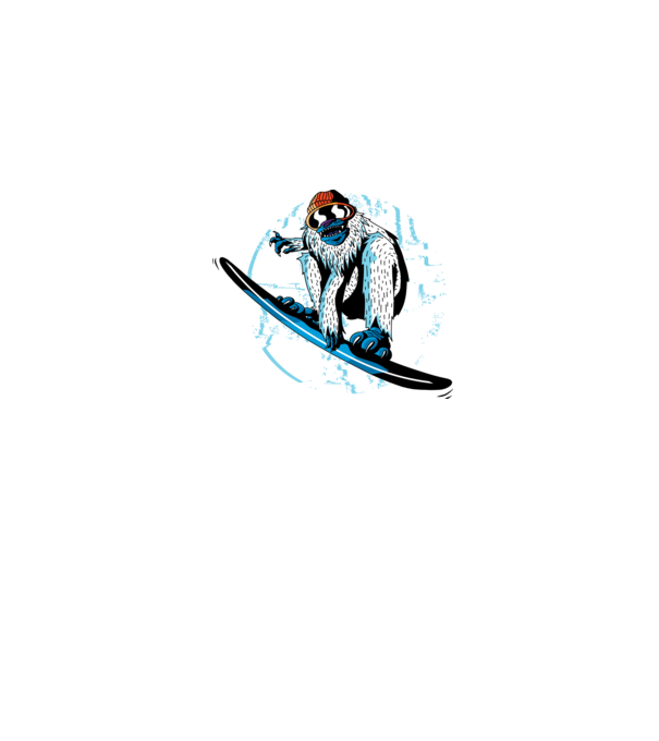 Yeti Snowboarder model alb pe tricou