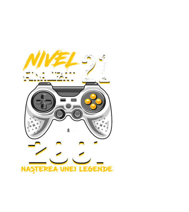 Nivel 21 finalizat. 2001 nașterea unei legende model alb pe tricou