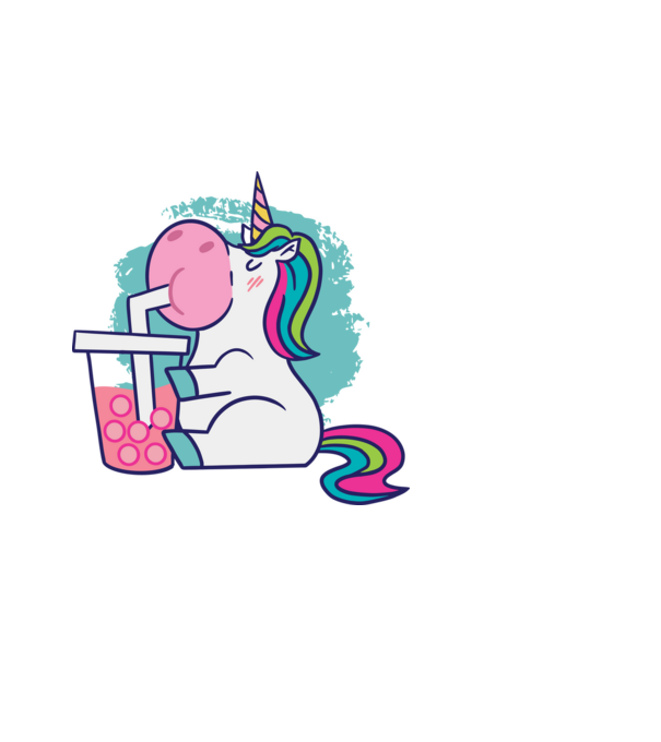 Unicorn Bubble Tea model albastru deschis pe tricou