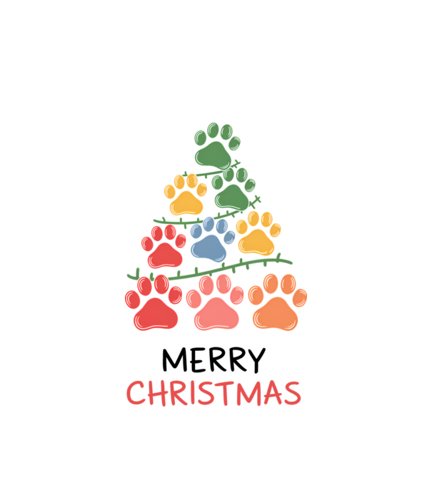 Merry Christmas Paws Alb model alb pe tricou