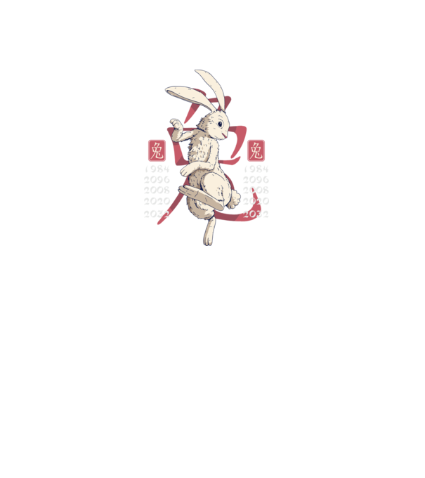Year of the Rabbit model negru pe tricou