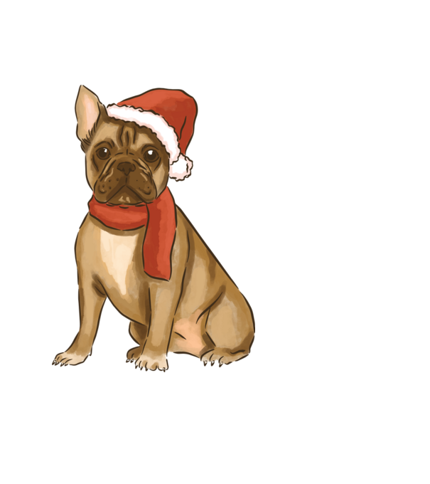 Bulldog francez de Crăciun model negru pe tricou