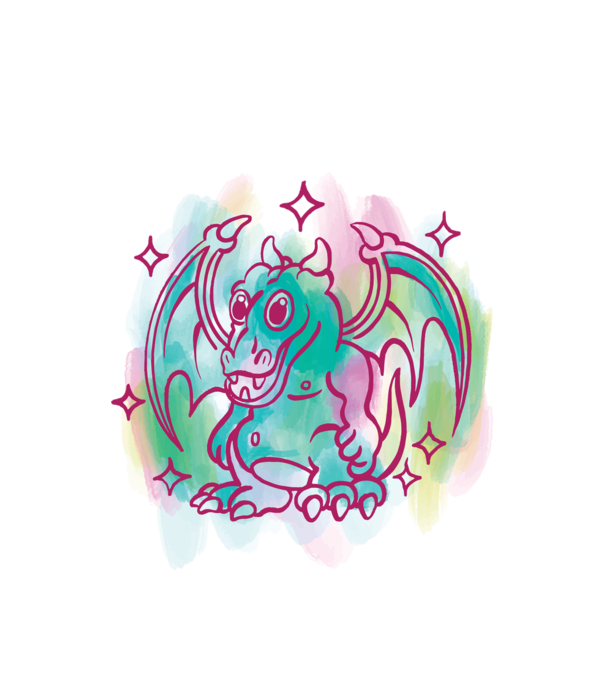 Acuarelă Dragon model alb pe tricou