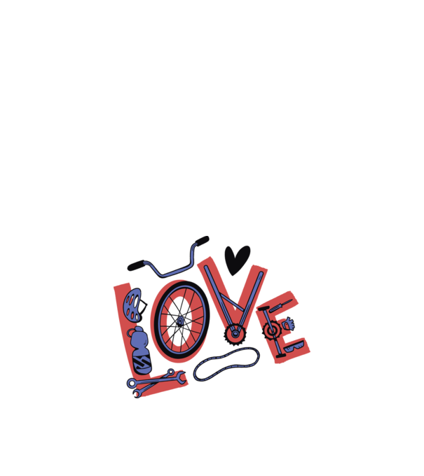 Love Bicicletă model alb pe tricou
