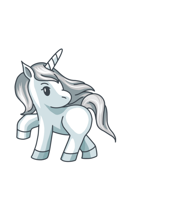 Unicorn de argint model alb pe tricou