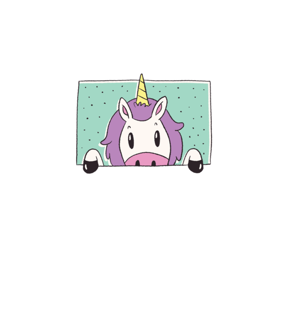 Unicorn curios model alb pe tricou