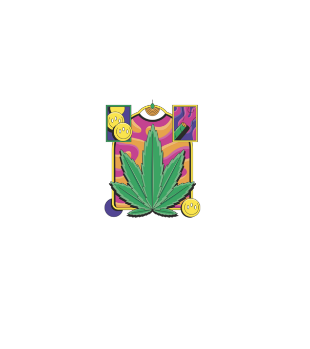 Hippy Cannabis model negru pe tricou