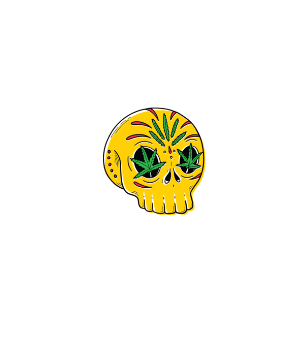 Marijuana Craniu model negru pe tricou