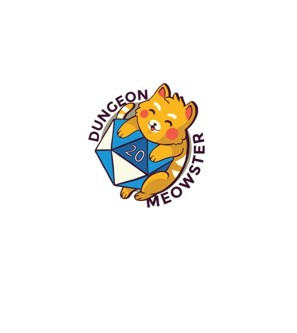 Dungeon Meowster joc de rol RPG tricou cu pisică model alb pe tricou